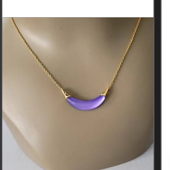 NEW Alexis Bittar RARE Lucite Crescent Pendant Necklace PURPLE - Picture 3 of 4